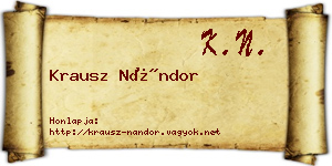 Krausz Nándor névjegykártya