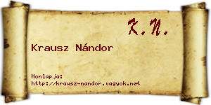 Krausz Nándor névjegykártya